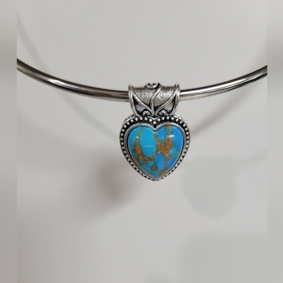 Charm only TURQUOISE HEART CHARM. (Also available as set) - Picture 3 of 3